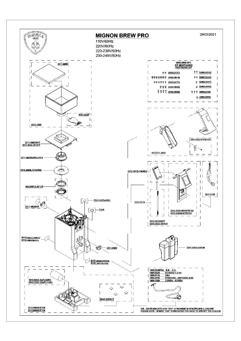 Деталировка Eureka Mignon Brew Pro 09 (2021)