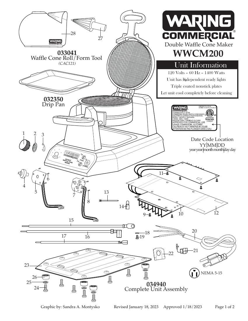 Деталировка Waring WWCM200E