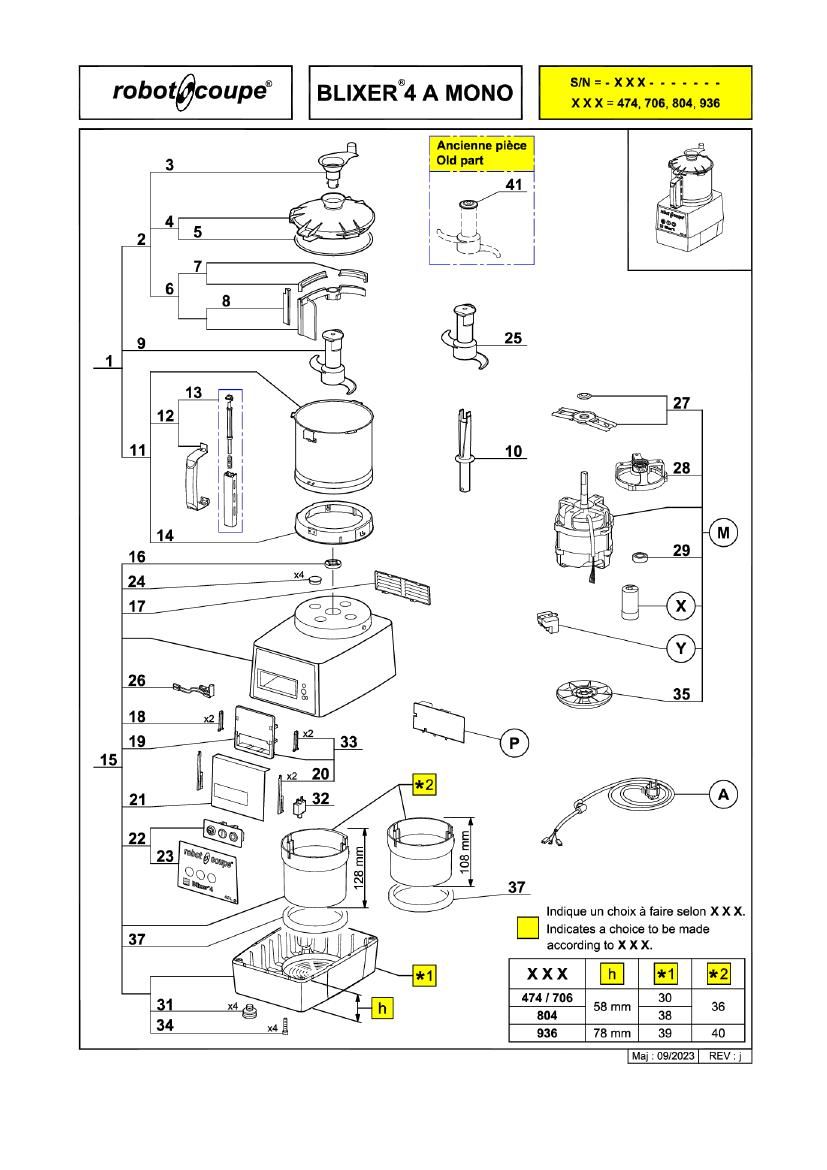 Деталировка Robot Coupe Blixer 4A 33208