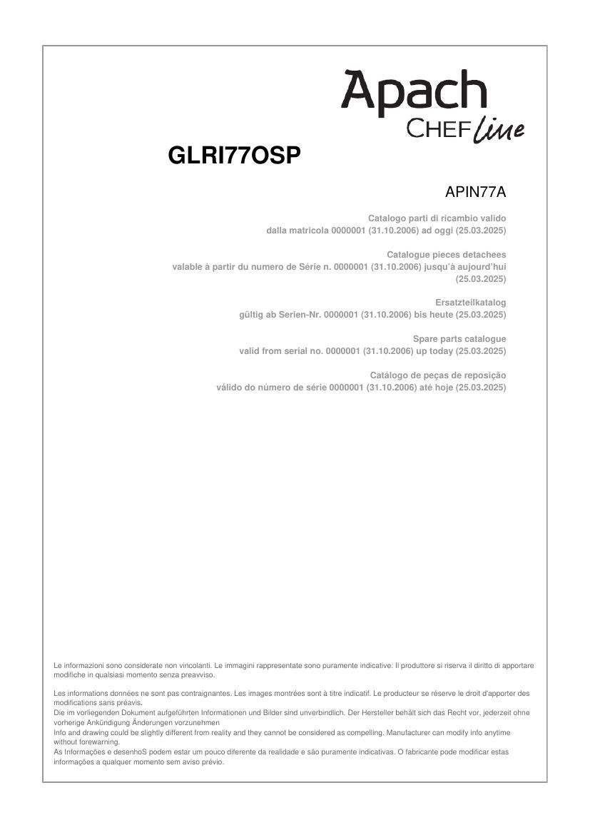 Деталировка Apach Chef Line GLRI77CSP
