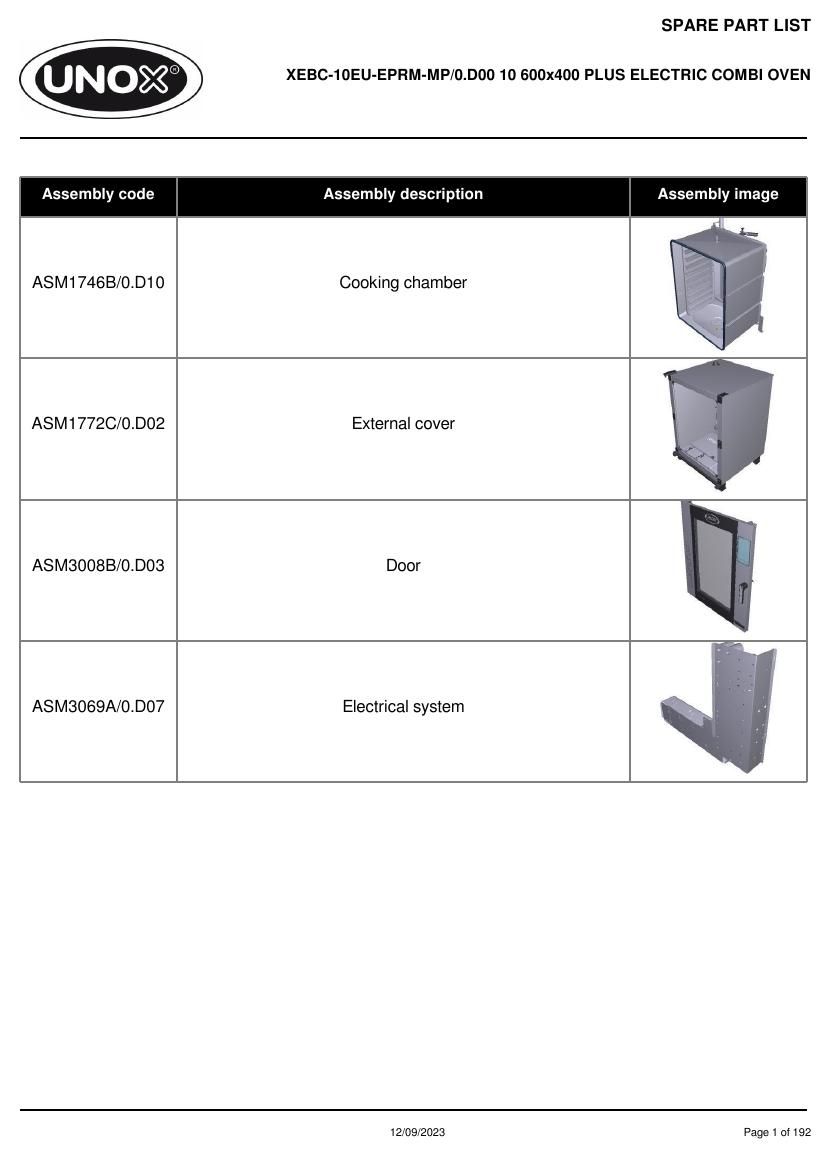 Деталировка Unox XEBC-10EU-EPRM-MP