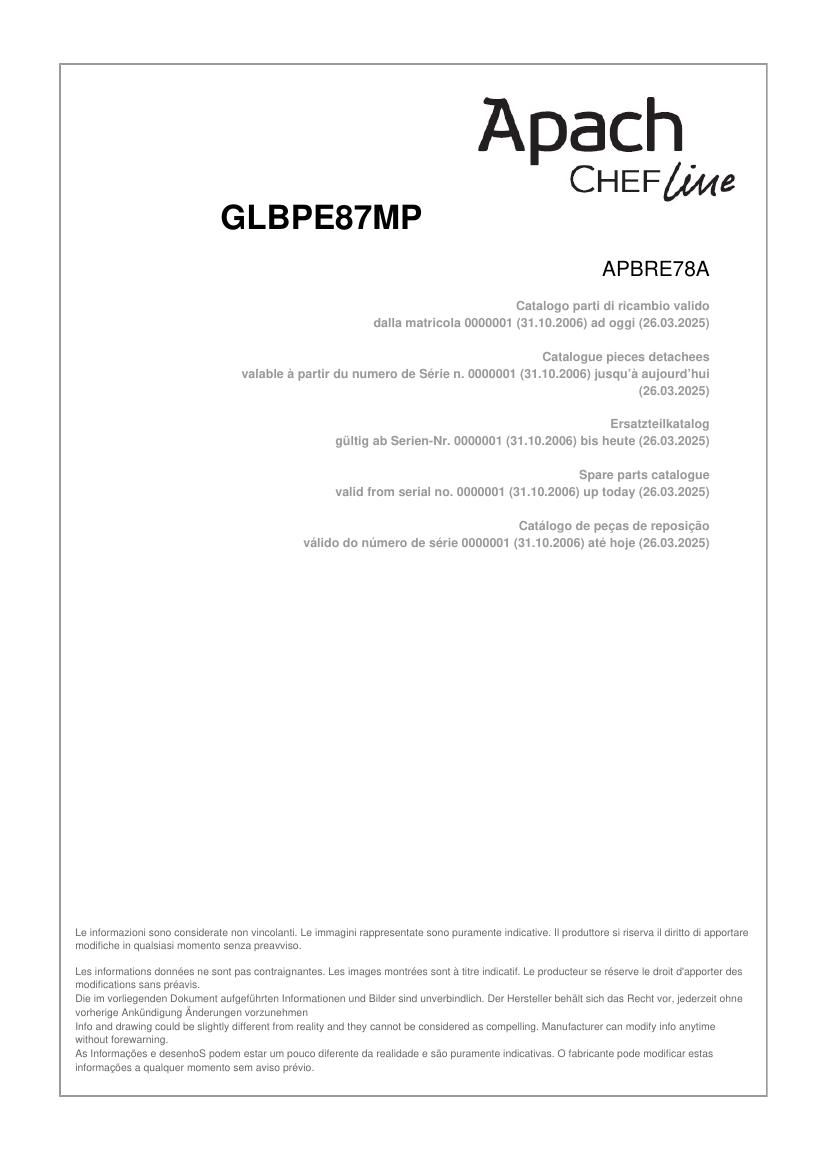 Деталировка Apach Chef Line GLBPE87MP