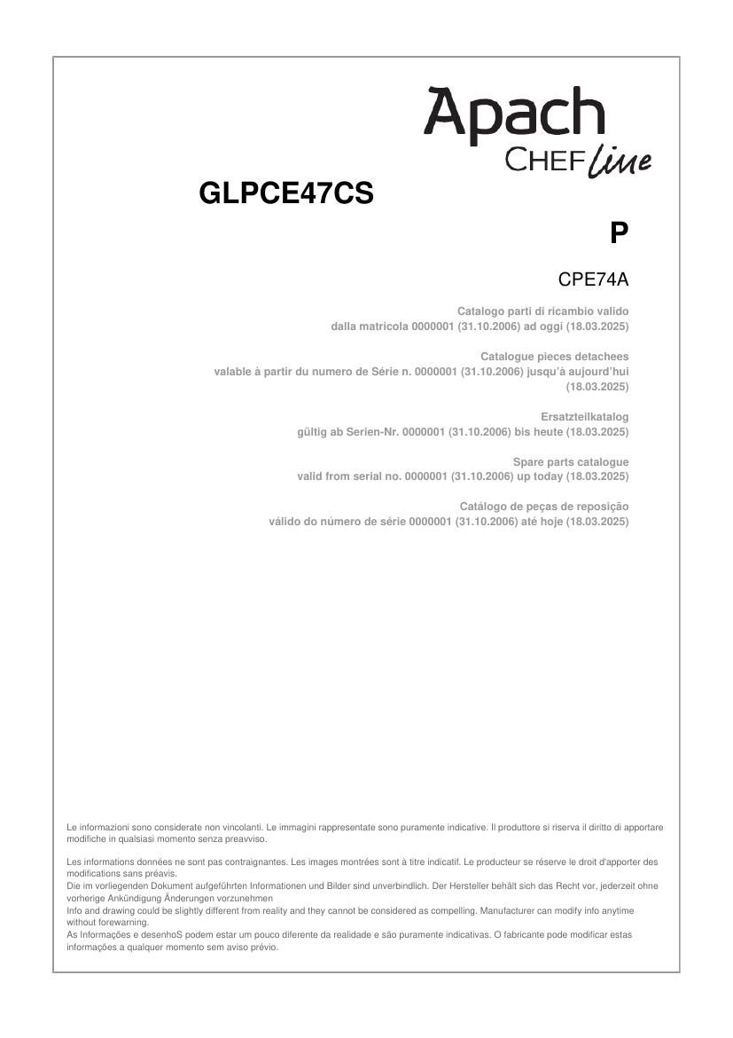 Деталировка Apach Chef Line GLPCE47CSP