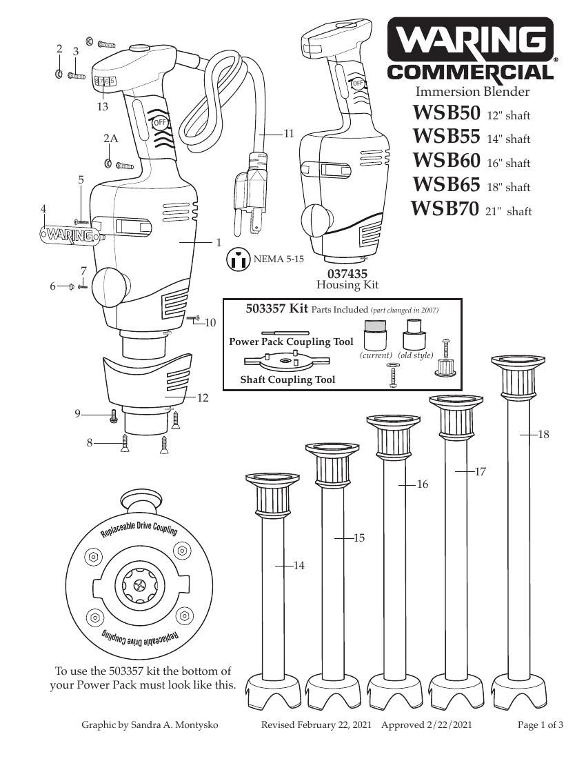 Деталировка Waring WSB60CE