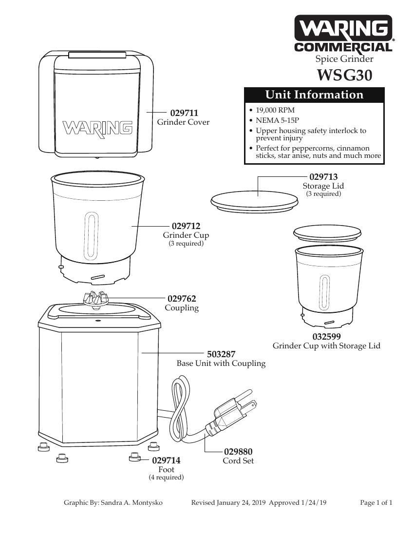 Деталировка Waring WSG30E