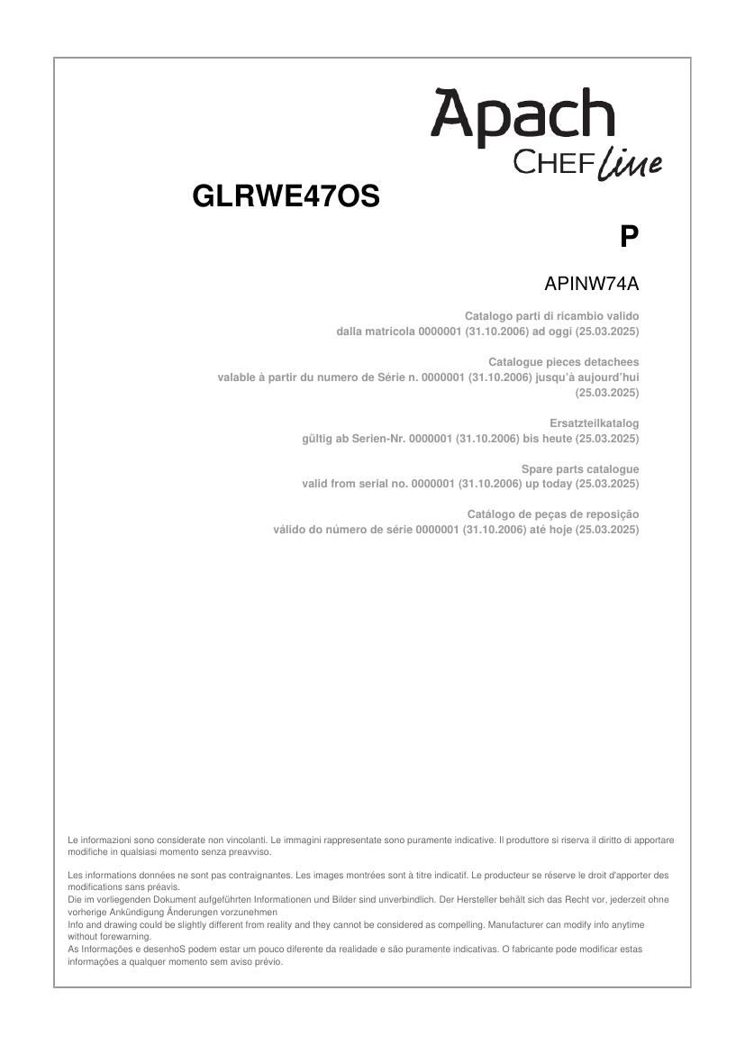 Деталировка Apach Chef Line GLRWE47OSP
