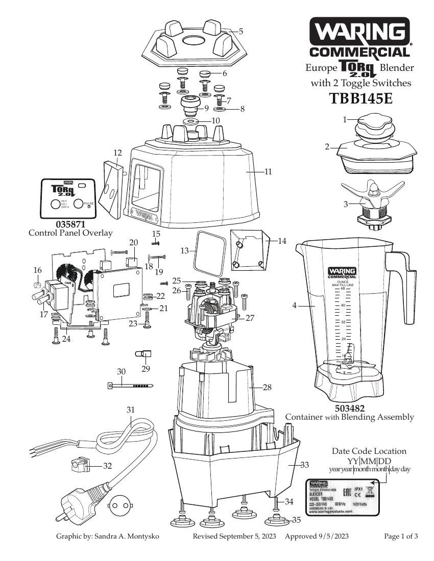 Деталировка Waring TBB145E