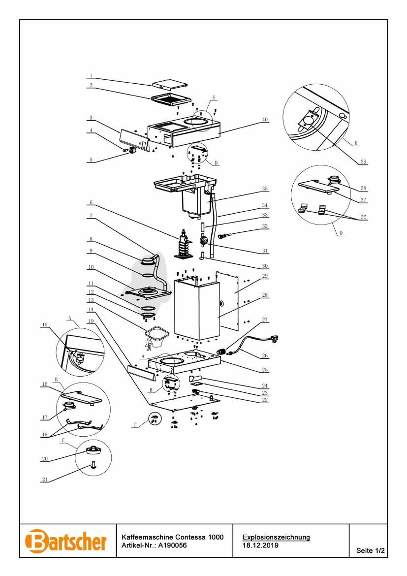Деталировка Bartscher Contessa 1000 A190056