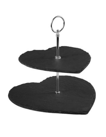 Этажерка MGprof 2-х ярусная h=23см сердце черная сланец