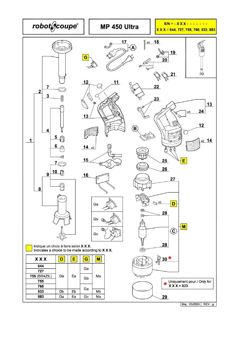 Деталировка Robot Coupe MP450 34810L