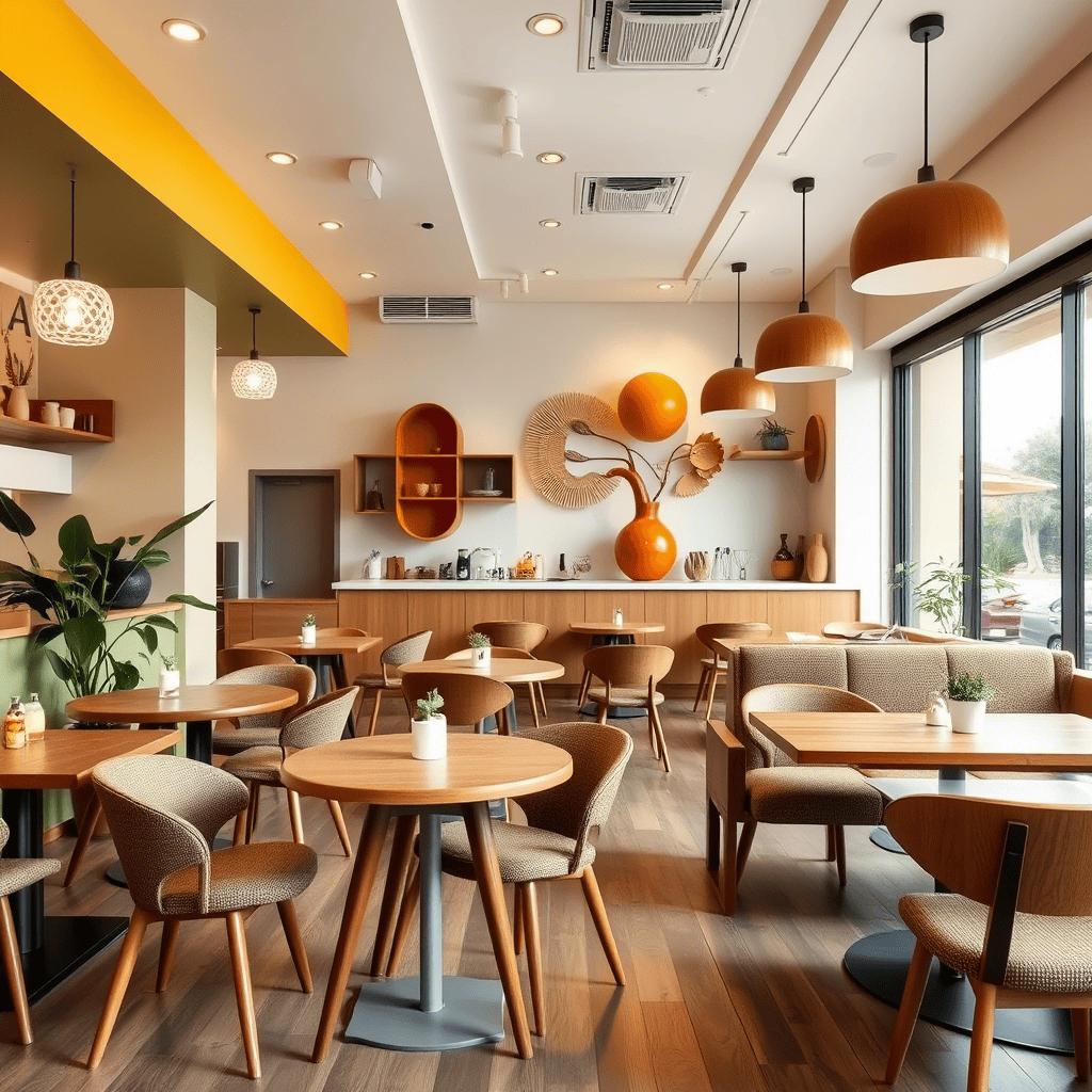 интерьер кофейни Mid-Century