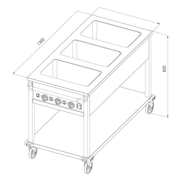 Мармит горячих блюд Ozti OHBETY 3GN передвижной