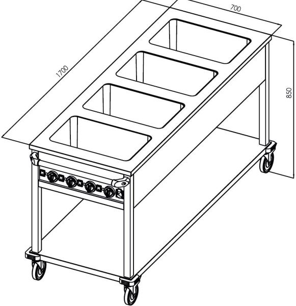 Мармит горячих блюд Ozti OHBETY 4GN передвижной