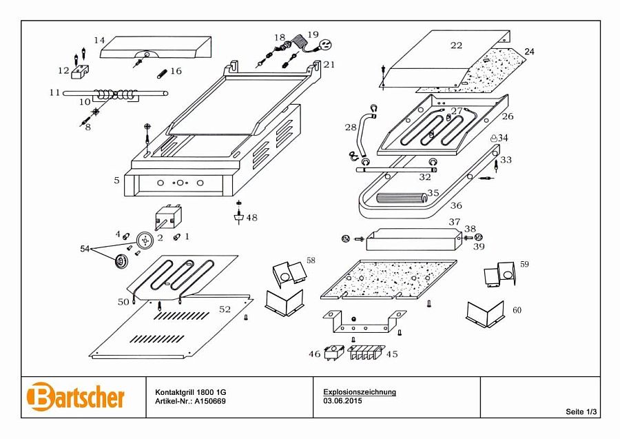 Деталировка Bartscher 1800 1G A150669