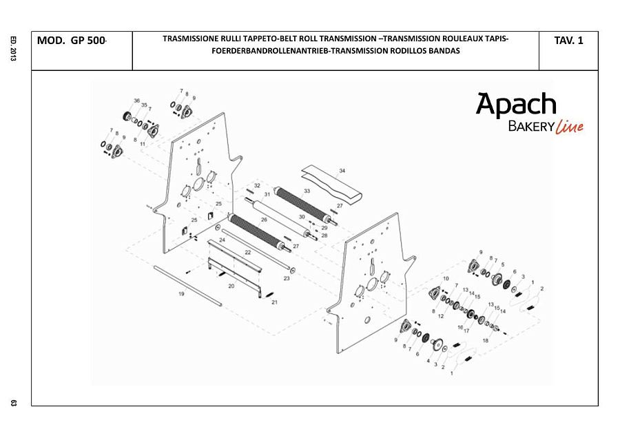 Деталировка Apach Bakery Line ASH500/500B
