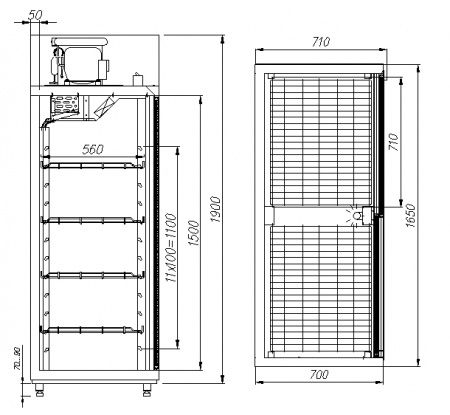 Шкаф холодильный Полюс R1400К Сarboma INOX
