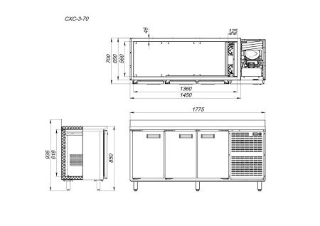 Стол холодильный Arkto СХС-3-70