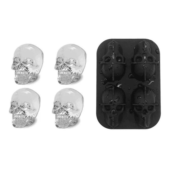 Форма для льда Череп Barbossa 8-45W.1000 (8-55W) Skull 4 ячейки 10*7см силикон