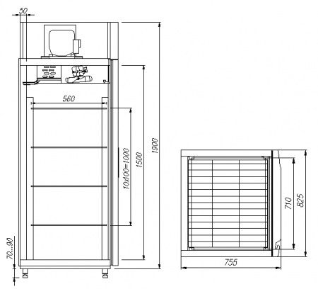 Шкаф холодильный Полюс R700 Carboma INOX