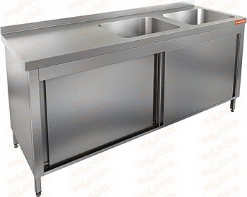 Ванна моечная Hicold НСЗК2М-17/7БП закрытая с дверцами-купе