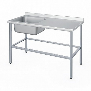 Ванна моечная цельнотянутая со столом Атеси ВСМЦС-С-1Л.500.400-1200.600-1-02 (ВСМЦ-1/1200 с правым с