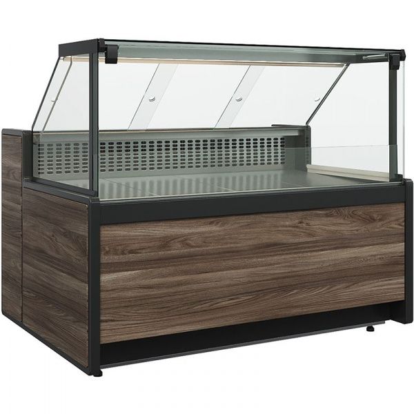 Витрина холодильная Carboma GC111 VM 0,94-1 динамика (1008 Темный дуб) газлифт, без боковин