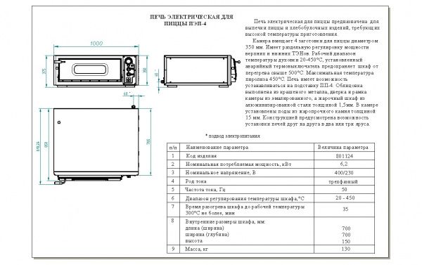 Печь для пиццы Abat ПЭП-4
