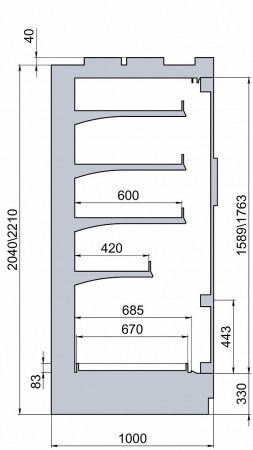 Витрина-горка морозильная Polair GELO SB 2500 - 3 кл