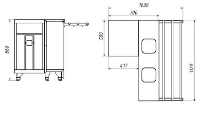 Прилавок кассовый Gabino MC-10/7 cтолешница нерж