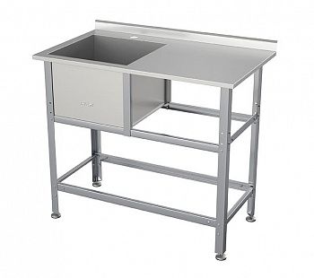 Ванна моечная со столом Атеси ВСМС-Б-1Л.430-1010.580-1-02 (ВМС-1/430 с бортом)