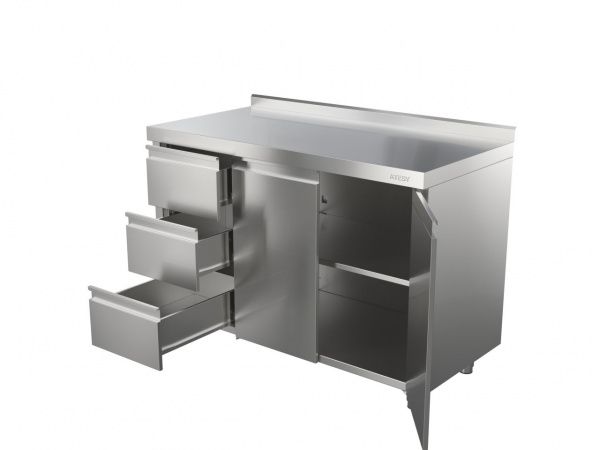 Стол технологический Атеси СТ-С-1-1200.600-02-Р-3Л (СТ-3/1200/600 с ящиками)