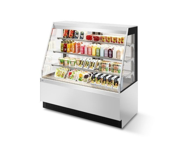 Витрина кондитерская Chilz Vete Kub Oft 130 белый глянец/шлифованная нержавейка